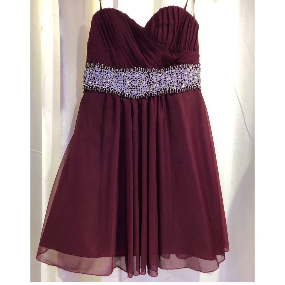 Sequin Hearts Burgundy Strapless Dress